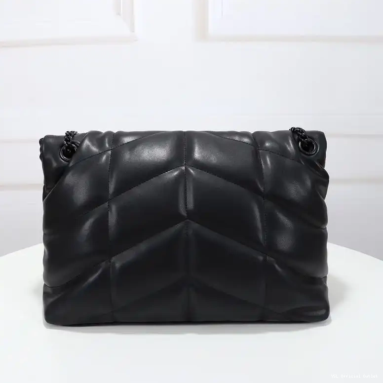 CHEAP Puffer Quilted In Laurent Lambskin Loulou Black Bag Medium Saint 0412